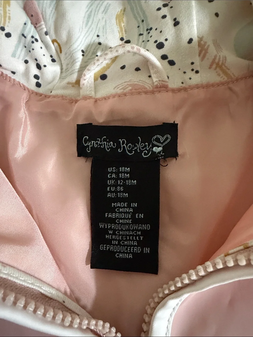 Cynthia Rowley Girls' Blush Pink Hooded Raincoat with White Trim